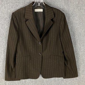 Tahari Blazer Suit Women's Size 16 Brown Striped Polyester Blend Adults